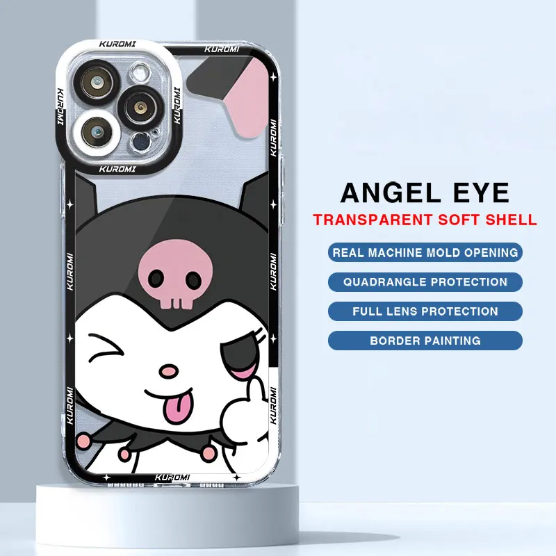 Etui na telefon Apple iPhone 11 13 15 14 Pro Max 12 Mini 7 8 Plus XR X XS SE 6 6S Angel Eye Shell Bumper Funny Cute Kuromi