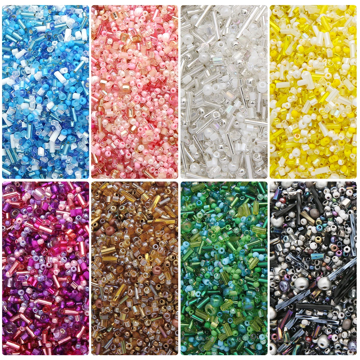 

800pcs Colorful Mixed Style Glass Seed Beads 1.5-4.5mm Loose Spacer Beads for Jewelry Making DIY Pendant Phone Chain Accessories