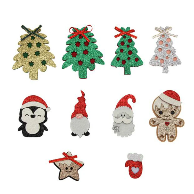 20Pcs/lot Cartoon Glitter Christmas Series Patches DIY Christmas Headband Headwear Decorative Accessories Handmade Material