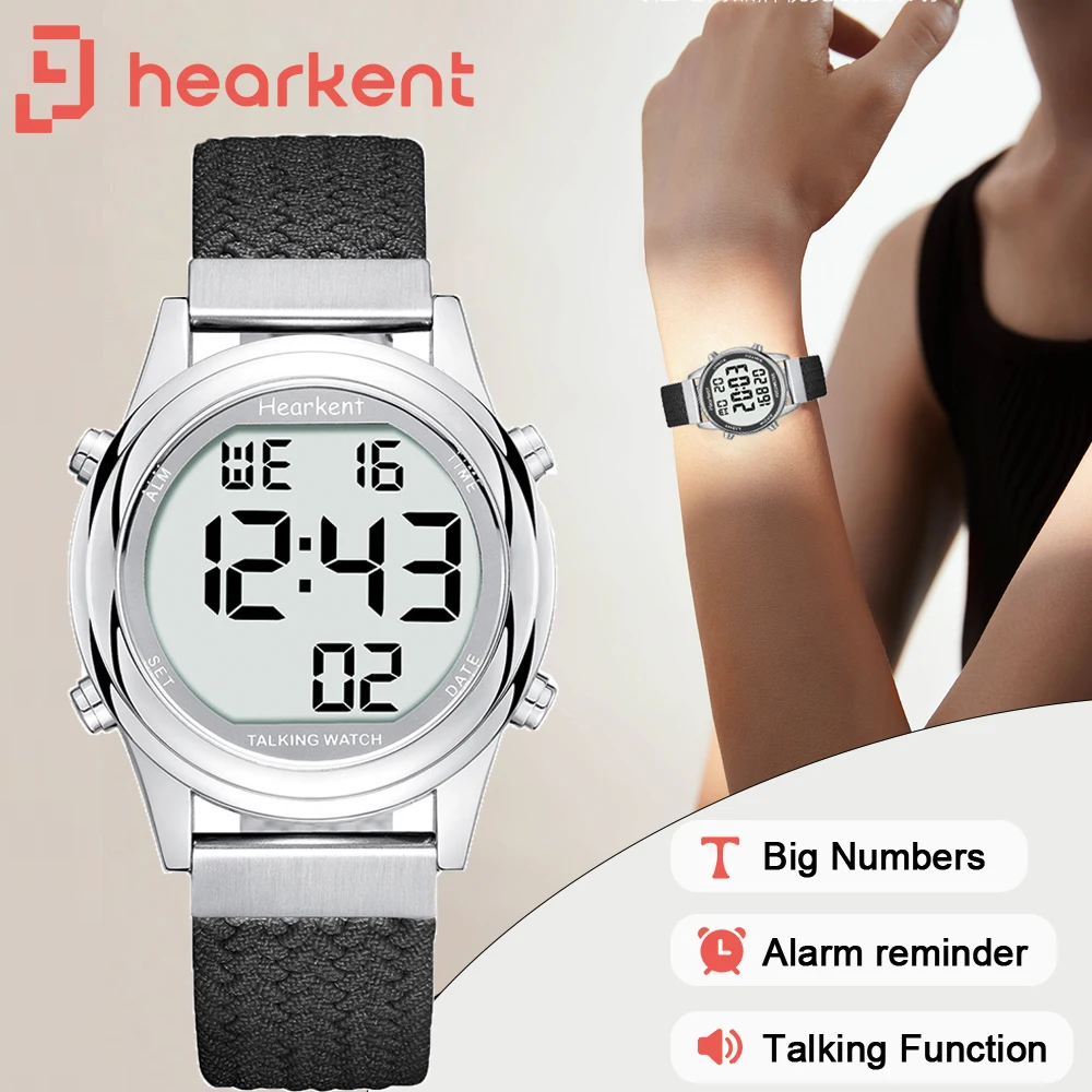 

Hearkent Talking Watch Clock for Blind Women Digital Watch Casual Wristwatch Alarm English/German/Spanish/French Speaking Watch