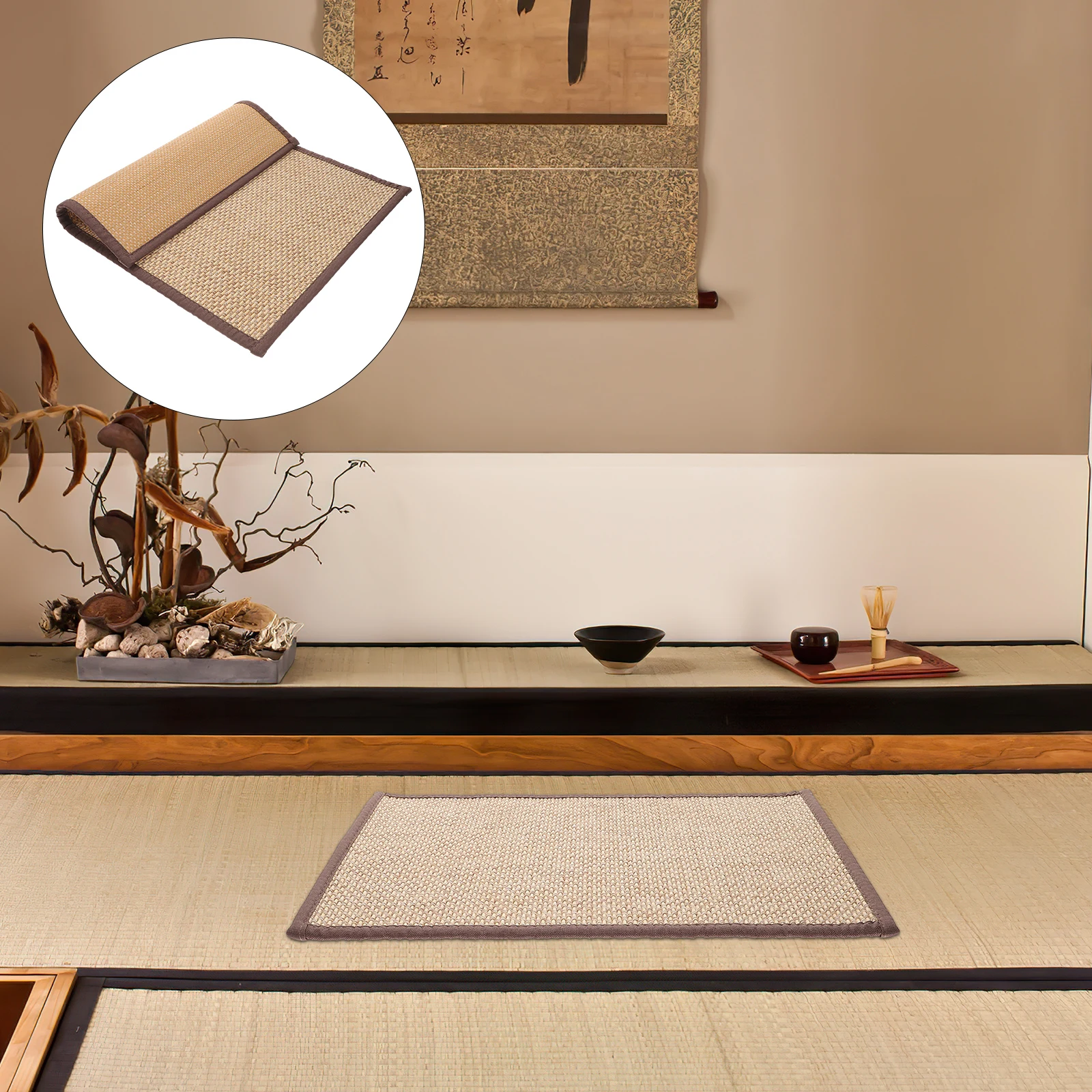 

Bamboo Woven Cushion Flax Sponge Material Floor Seating Meditation Kids Adult Yoga Home Office Decor Mat Large Size Soft Comfort