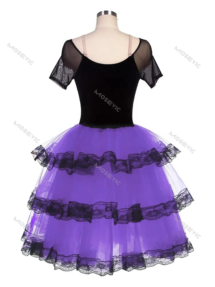 Vestido de Ballet profesional largo, tutú de Ballet para niñas y niños, trajes de bailarina de Giselle rojo, vestido de baile español para mujeres adultas