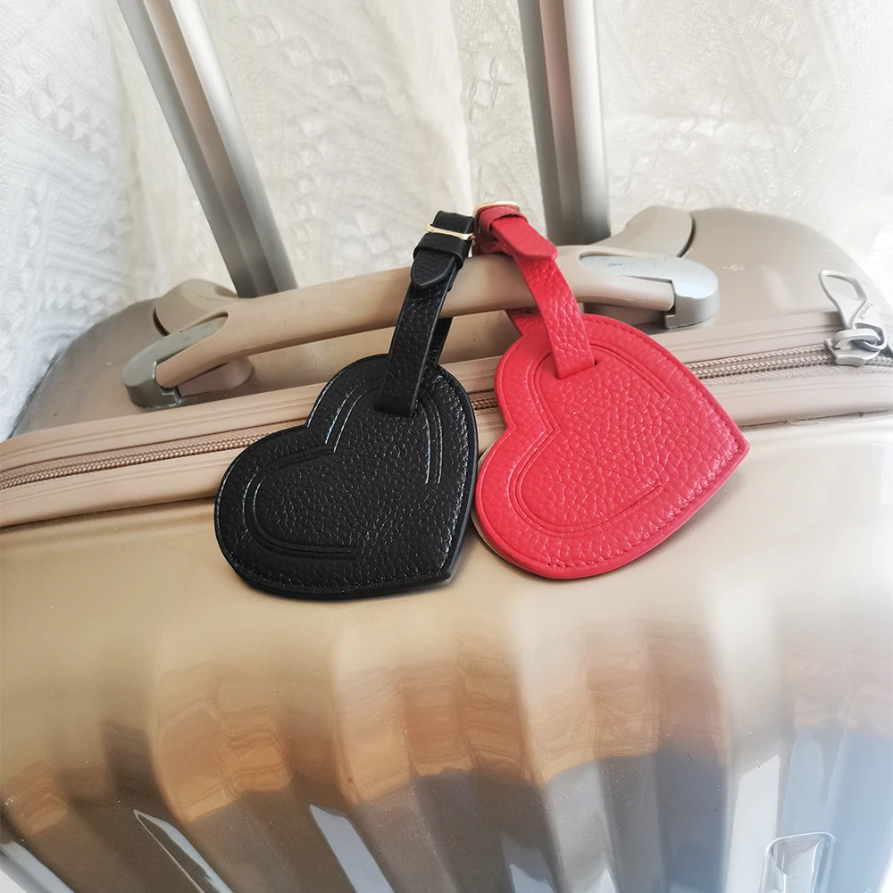 Gepäckanhänger mit individuellen Initialen für Reisen, echtes Leder, Herz, luxuriöses modisches Kofferetikett, Geschäftsreise, Adresse, Namenskartenhalter – Detail 6