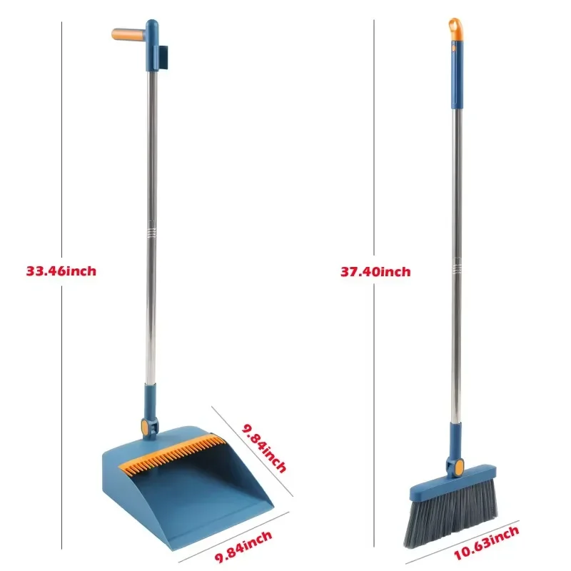 1set/2pcs Upright Dustpan and Broom Combo Set, Sweeping Kitchen Wood Floor Pet Hair, Cleaning Su