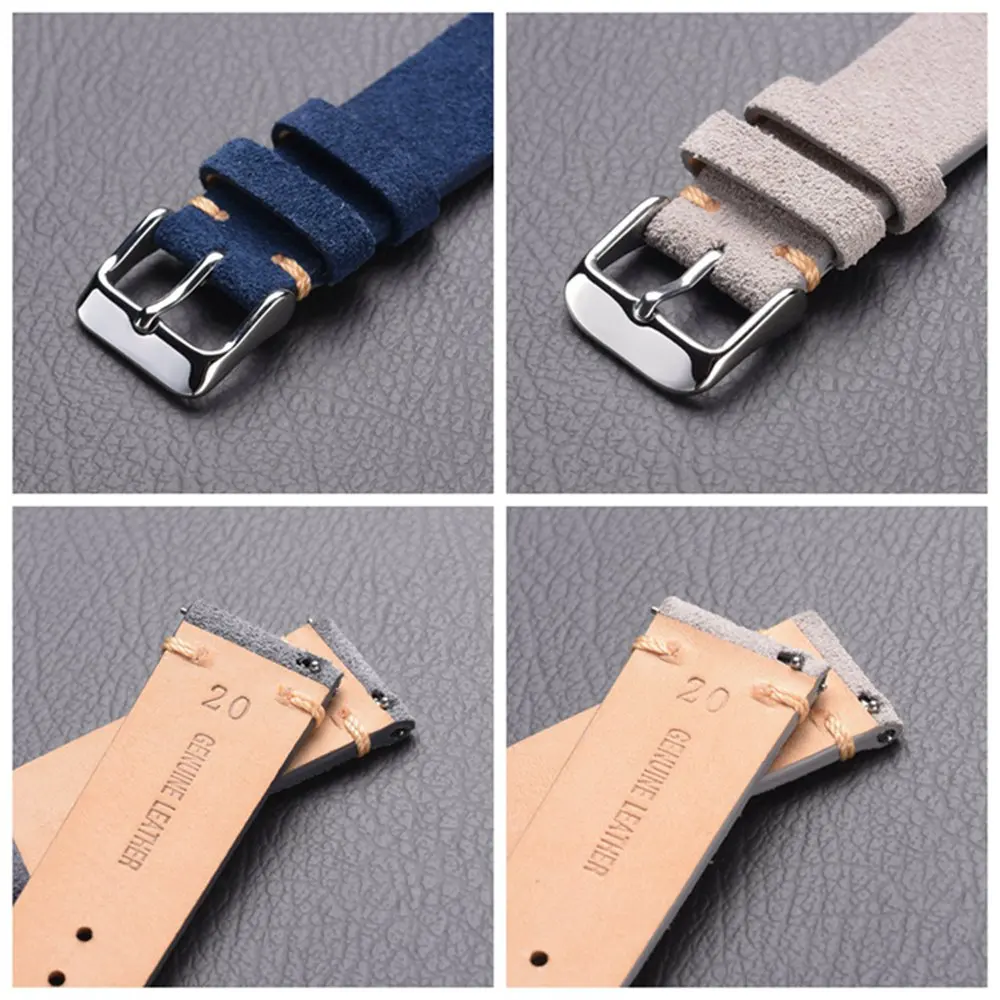 EACHE High Quality Suede Leather Watch Straps For Watch Accessories Vintage Watchbands Men Replacement Strap 18mm 20mm 22mm