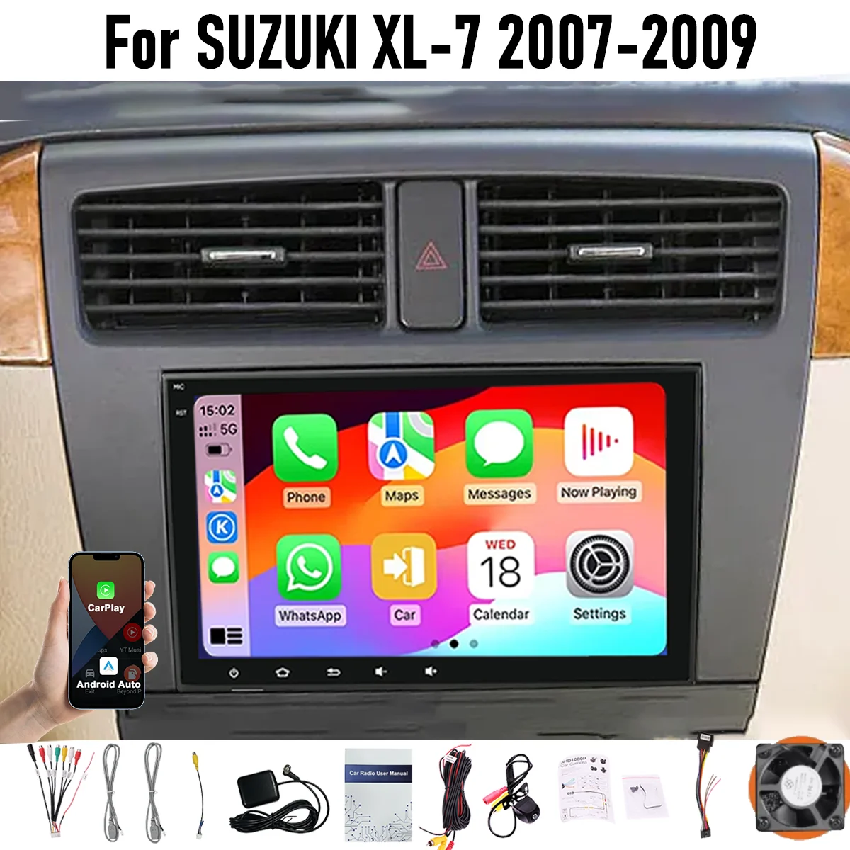

8“ Apple CarPlay Android auto 6-128GB (8CORE) For SUZUKI XL-7 2007-2009 Screen Android15 Head Unit GPS Navigation Radio