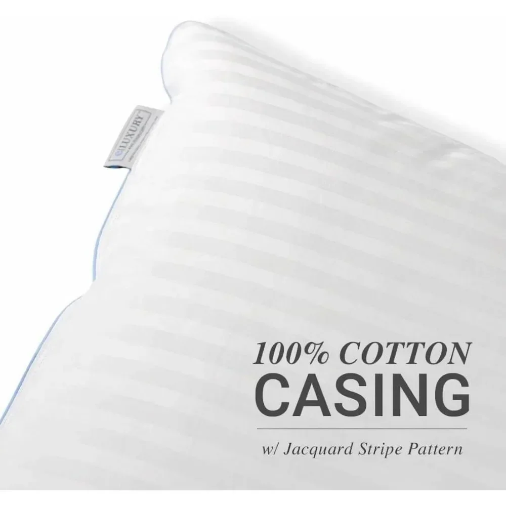 4-Pack Premium Bed Pillows - Medium Density and Medium Loft Ideal for Back and Side Sleepers - 100% Cotton Casing - 20