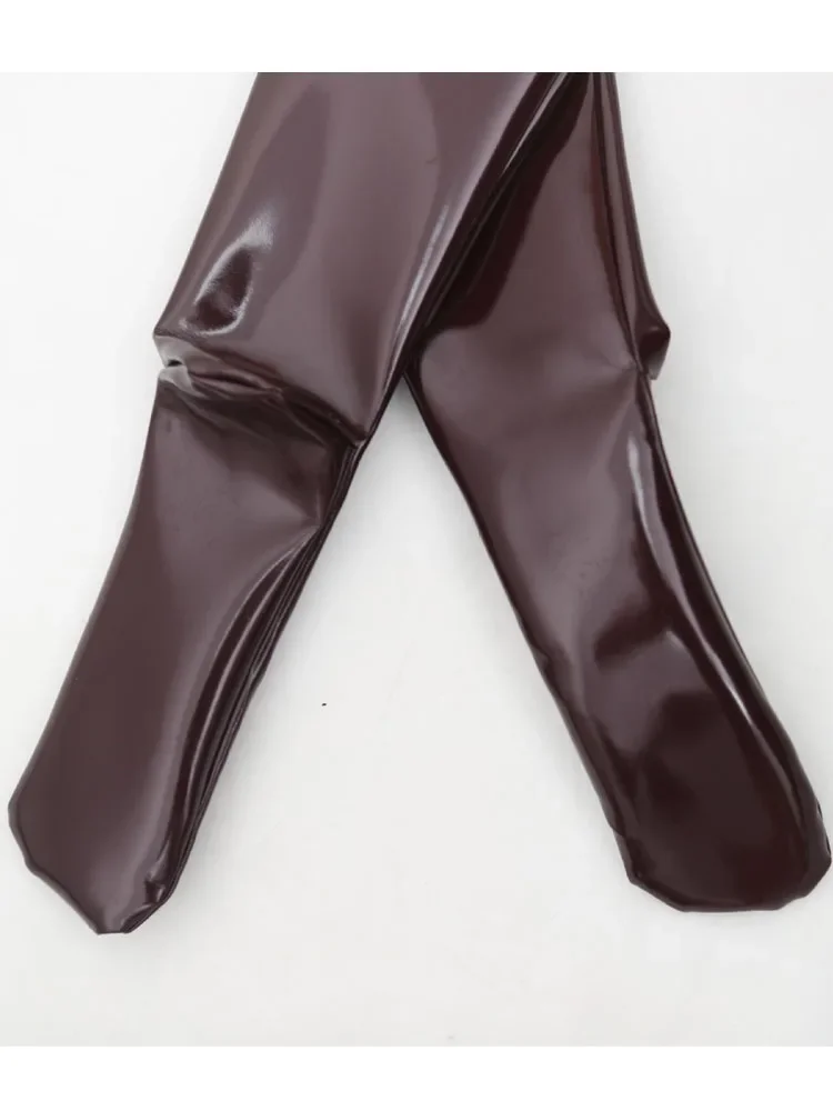 Fashion Women PU Stockings Glossy Shiny Matt Double Sided PU Leather Maid Stocking PVC  Thigh High Socks Antislip Medias Plus
