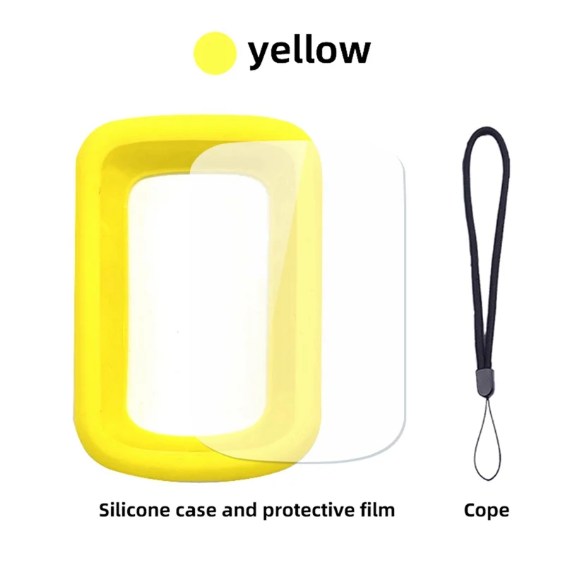 غطاء حماية من السيليكون للدراجة لـ IGPSPORT BSC200 حافظة حماية كمبيوتر للدراجة GPS مع فيلم شاشة، أصفر ساخن