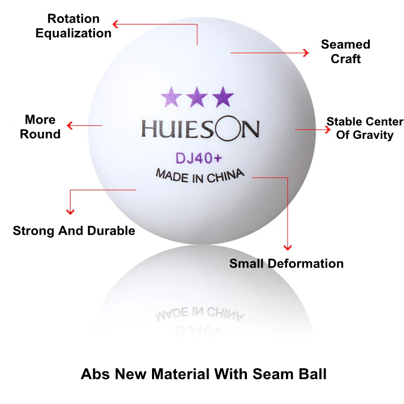 Huieson-pelotas de Ping Pong 3 estrellas, Material ABS, profesional, 100, 30, 50, 10, piezas, Blanco, Naranja, 40mm + 2,8g, DJ40 +