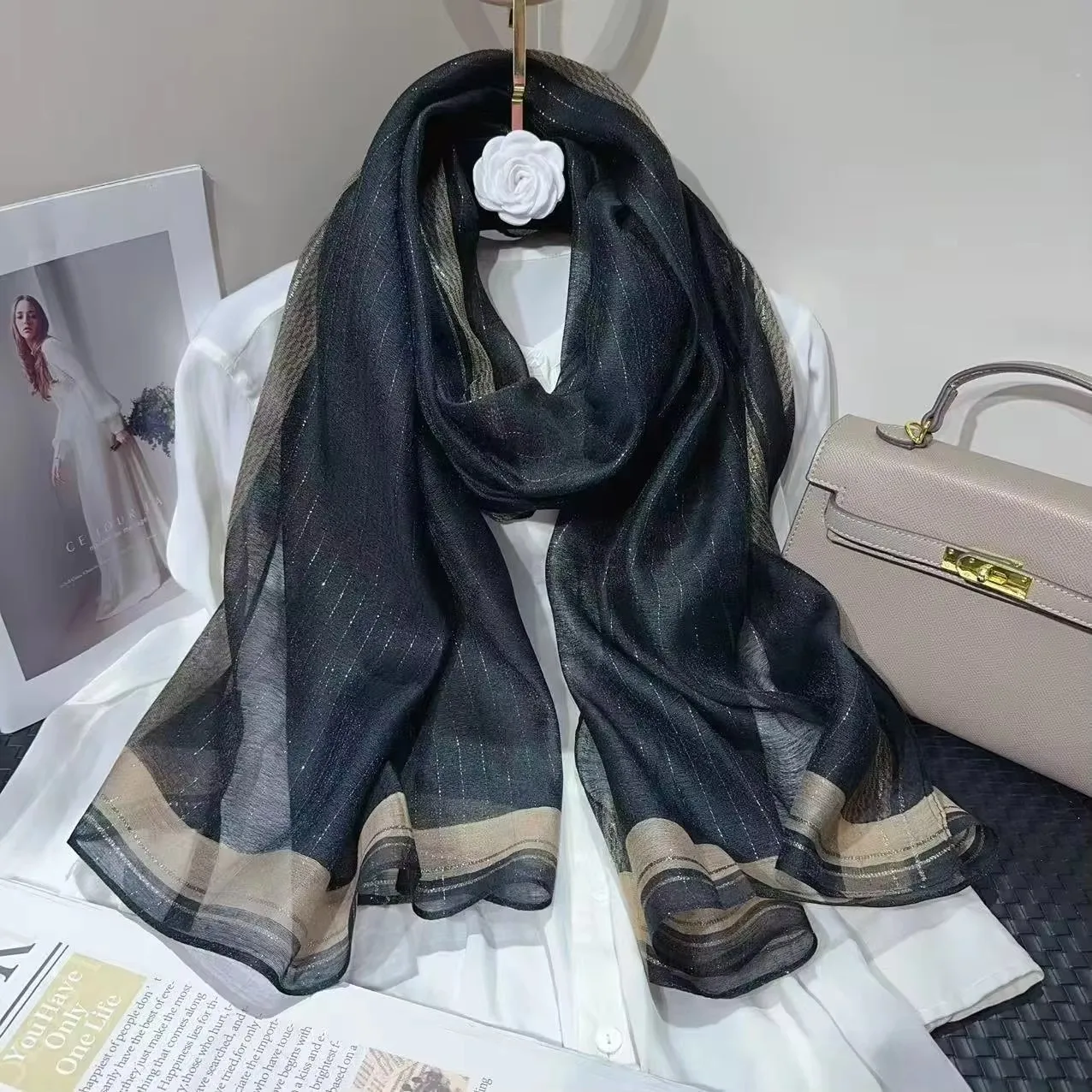 Fashion Silk wool Scarf Women Neck Shawls Wraps for Ladies Foulard Scarves Pashmina Female Hijab Bandana bufanda solid Poncho