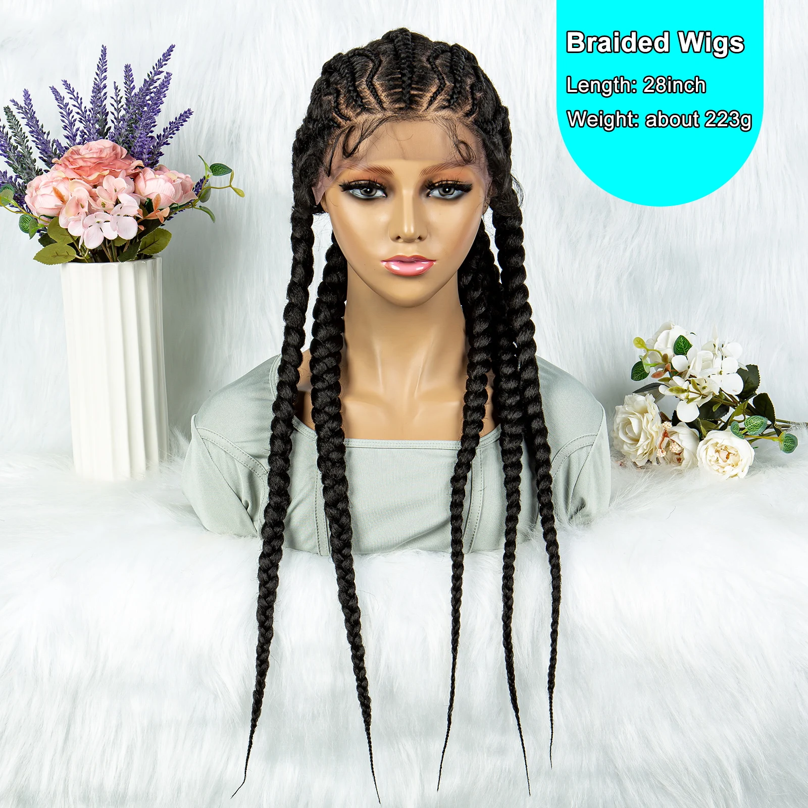 Pelucas sintéticas con malla frontal para mujeres negras, pelucas trenzadas, 13x5, trenzas frontales de encaje transparente, cabello de bebé, recién llegado