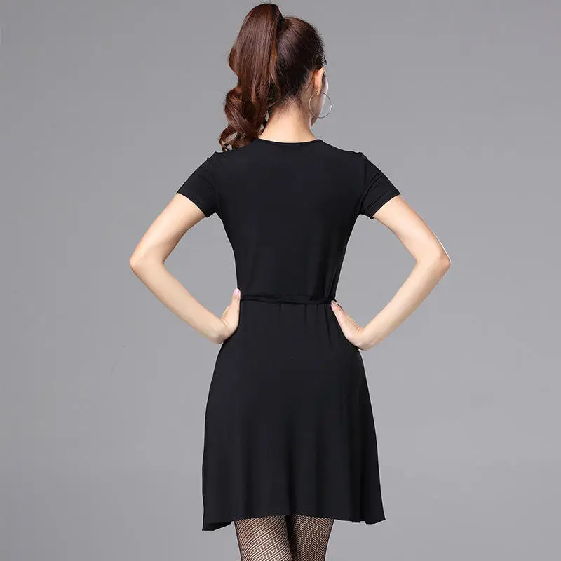 Ballroom Dance Wear Jurk Sexy Kleding Korte Zomer Jurken Dansbroek Vrouwen Latin Rok Samba Wear Line Pak Kostuum Jumpsuit