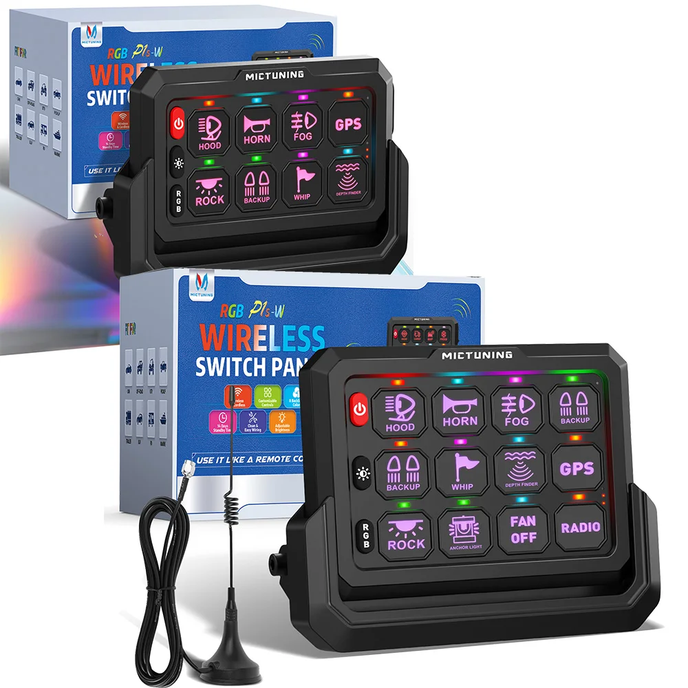 P1s Wireless 8/12 Gang Switch Panel,  Wireless Multi-Panel Multifunction Magnetic/Type-C Charging Ultra Long Range Control
