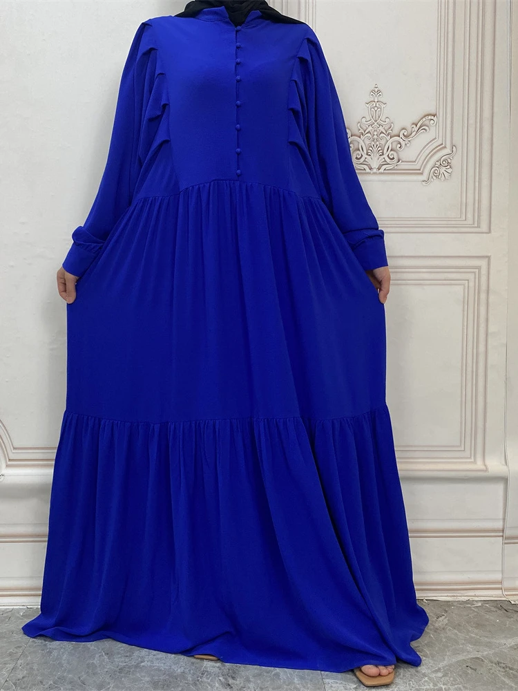 Chiffon Solid Morocco Dress Muslim Women Abaya Prayer Front Button Long Robe India Abayas Dubai Turkey Longue Vestidos Largos