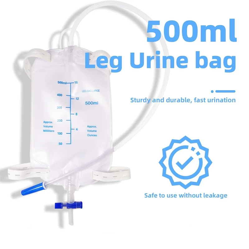 Urine Collector Drainage Leg Bags Urine Bag with 500 mL Volume Hanging Hook Professional Urinary Bag Home Hospitals Health Aids