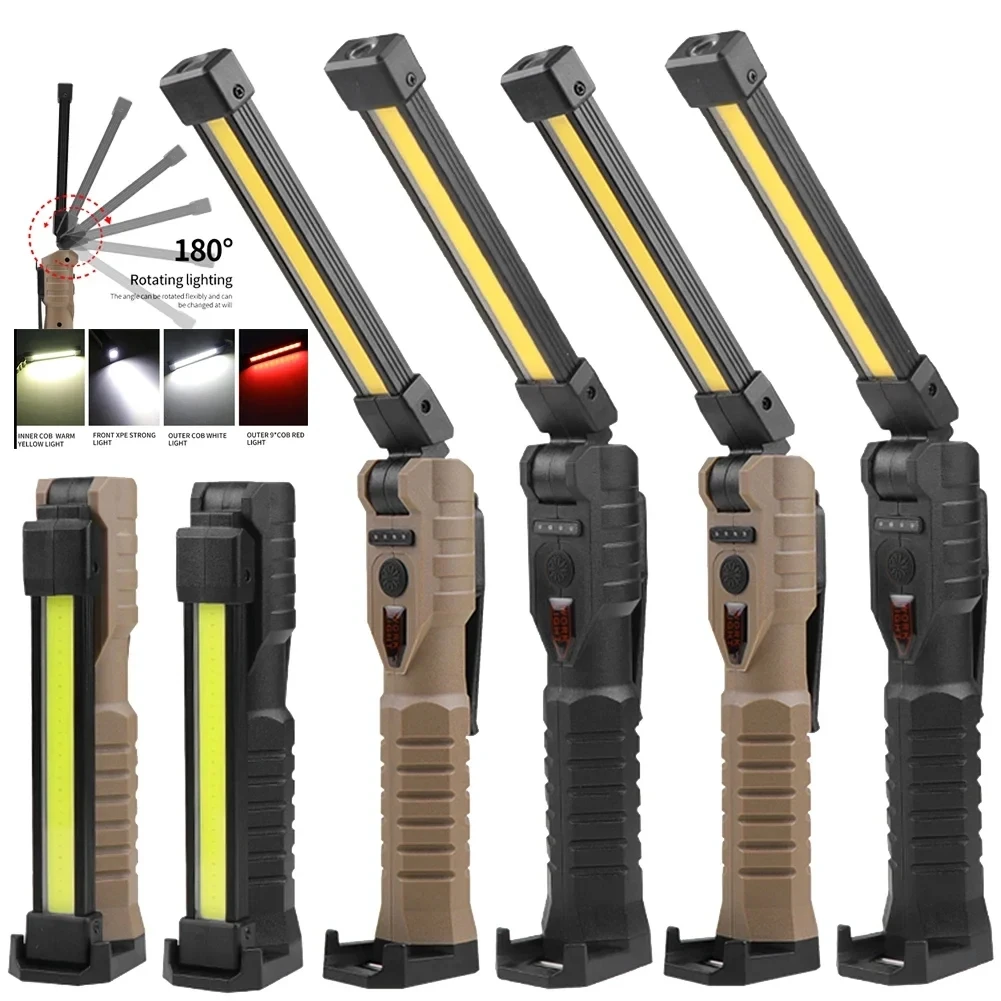 

Portable COB LED Flashlight Built-in Battery USB Rechargeable Work Light Magnetic Lanterna Hanging Lamp for Outdoor Camping