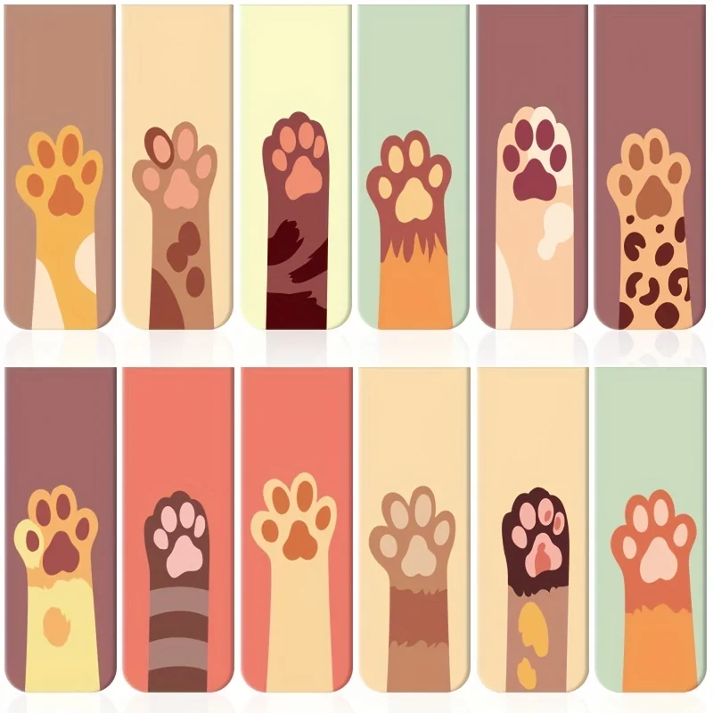 학생용 마그네틱 북마크, 고양이 발, 마그네틱 페이지 마커, 다양한 북마크 컬렉션, 12 개