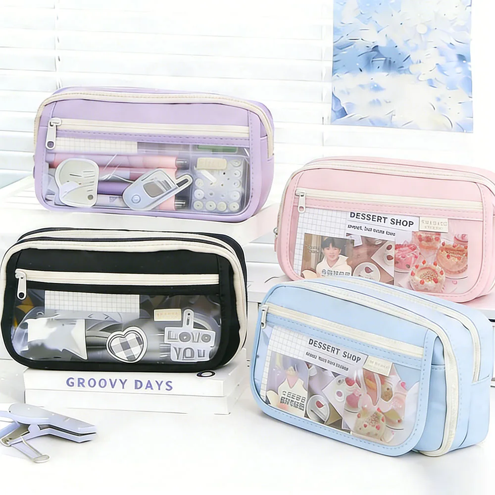 Estuche de Lápices Multicolor de 9 Capas de Gran Capacidad, Transparente, con Cierre de Cremallera, para Útiles Escolares de Niña