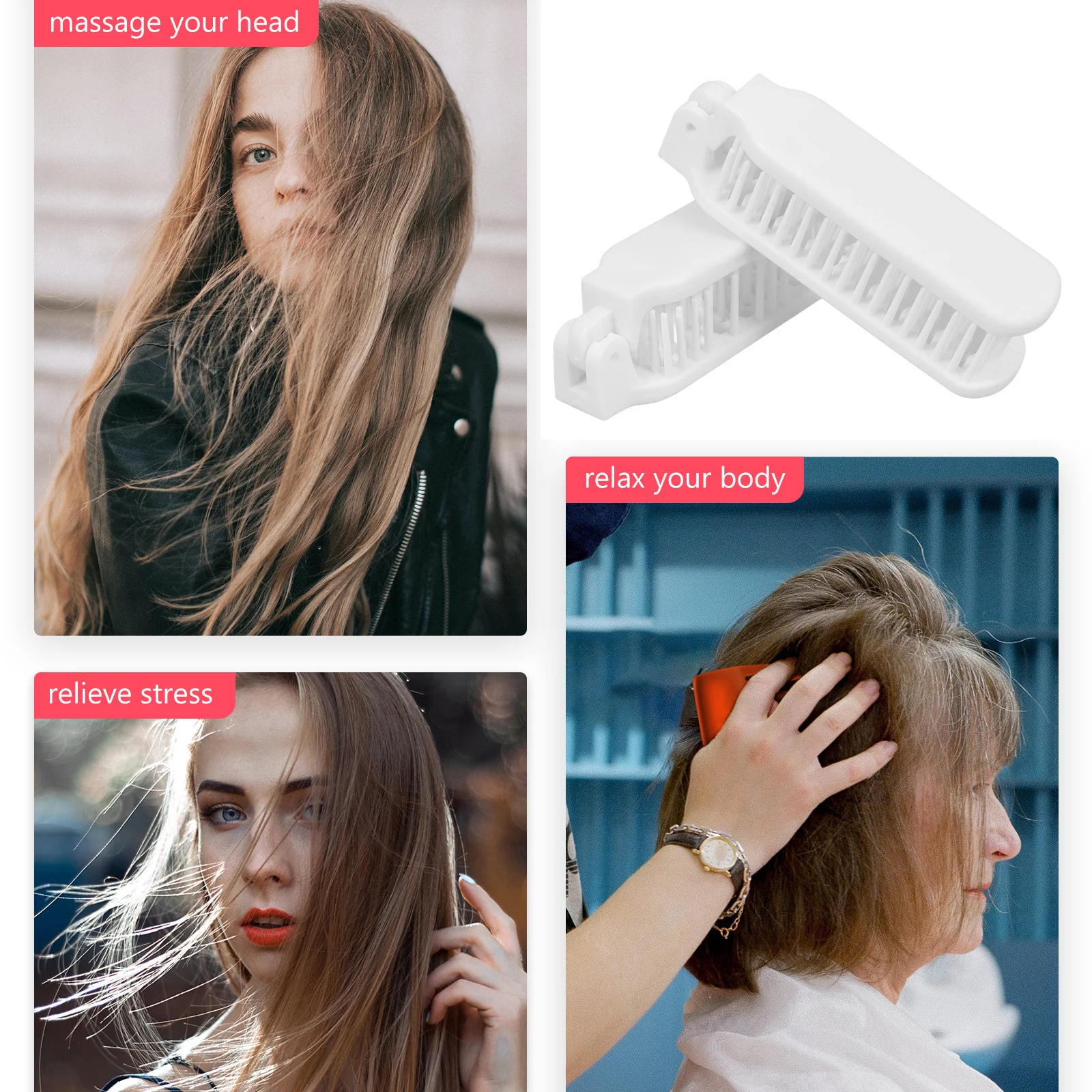 

2 Pcs Foldable Dual-use Hair Comb Folding Travel Hairbrush for Women Compact White Size