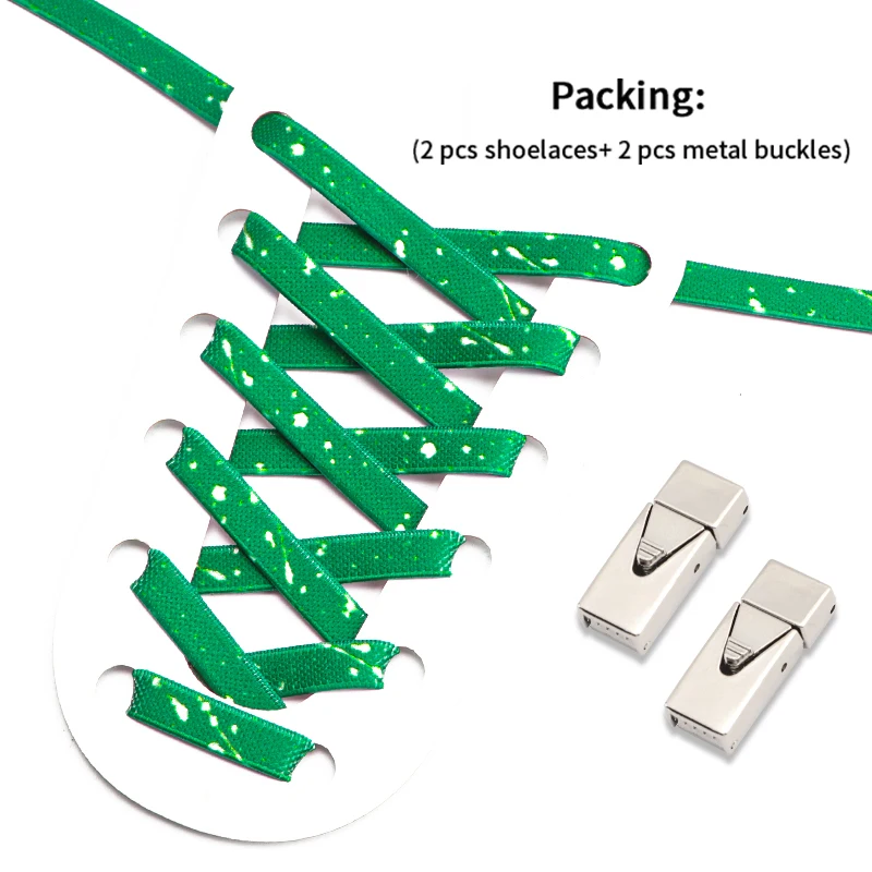 

Модные плоские шнурки с брызгами и металлическим замком, удобные шнурки для обуви, аксессуары для быстрого включения и выключения, для детей и взрослых