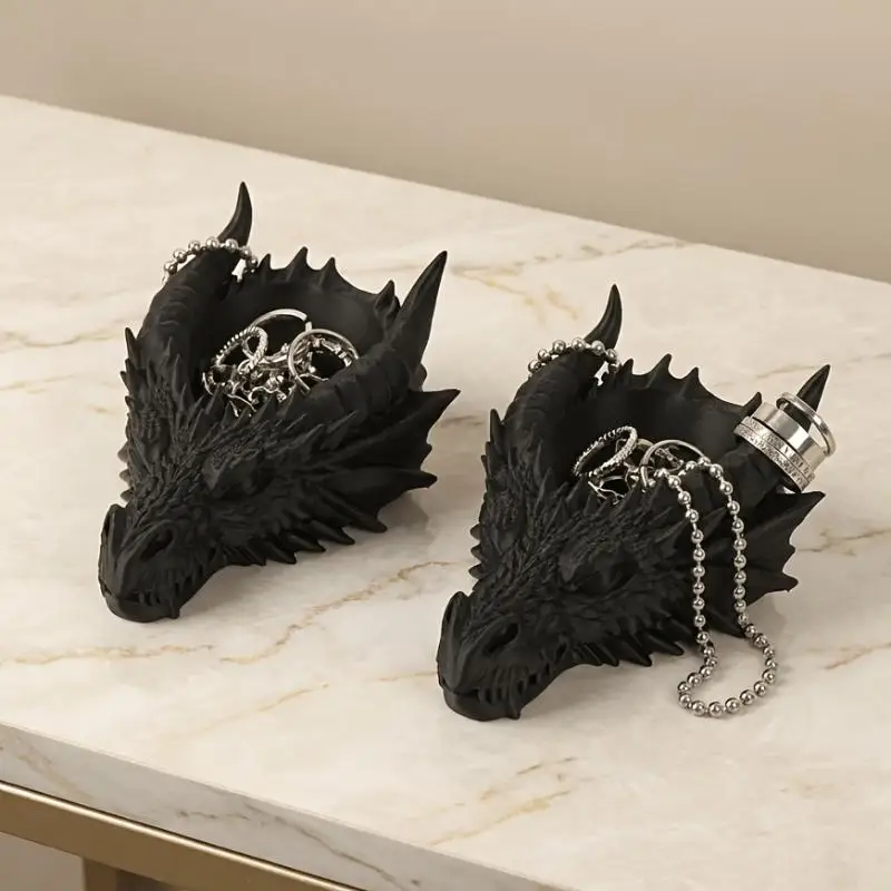 Coole Gothic-Drachenkopf-Tischdekoration, Dark Series Schmuckaufbewahrung, Heimdekoration, Geschenk – Detail 6