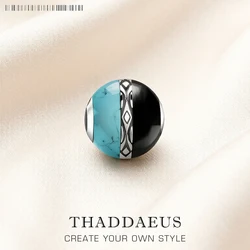 Ornament Blue & Black Bead Accessories 925 Sterling Silver Charm For Jewelry Making Women Men