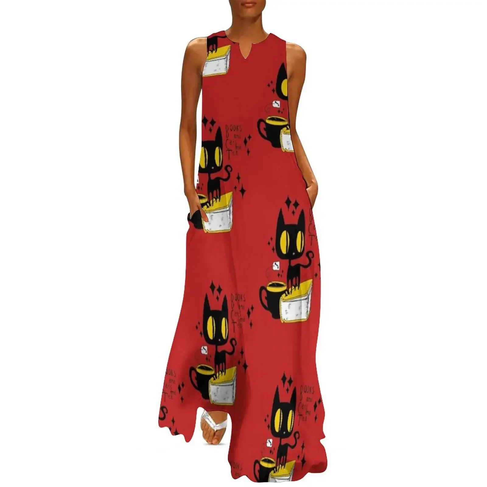 

Books and Cats and Tea Long Dress elegant women's dresses for wedding long dress women summer woman dress 2025