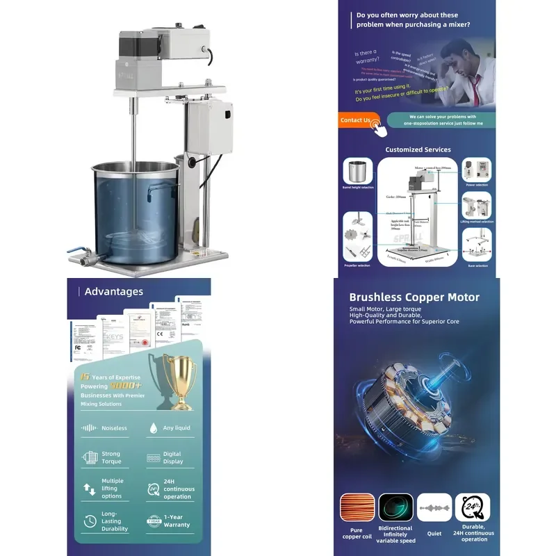 for Lab Manual Lift Electric Mixer Chemical Liquid Dispersion Mixing Machine Blender Industrial Stirrer Homogenizer Tool