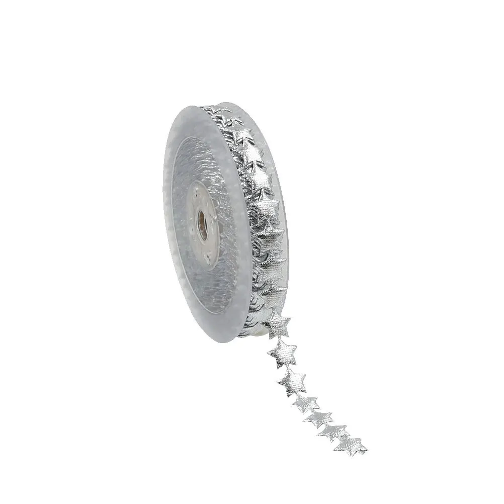 

1 Roll 15M Colored Pentagram Bead Ribbon Christmas Decoration Craft Garland Elegant Gift Wrapping Accessory for Holidays