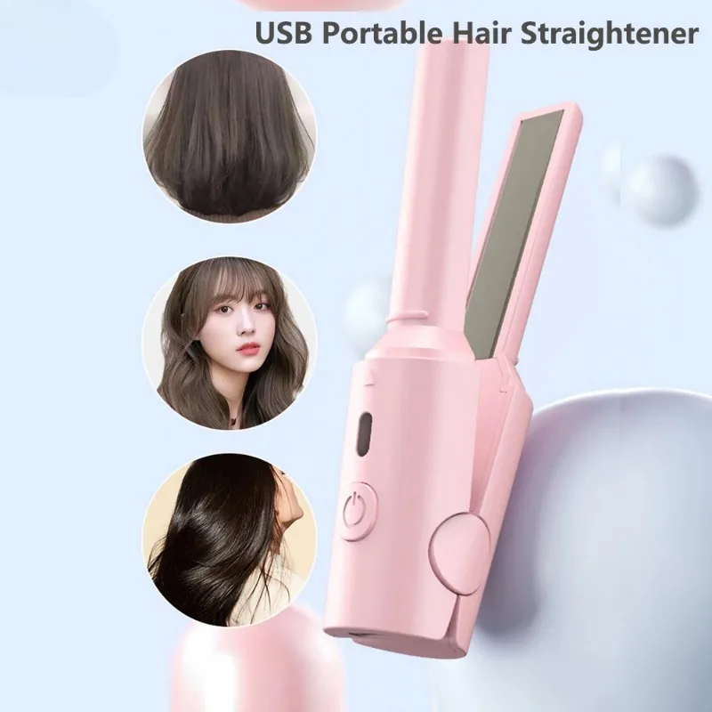 New Curling Iron Mini Hair Straightener Styling Tools Portable Wireless Hair Straightener Brush Comb Fast Heating for Dormitory