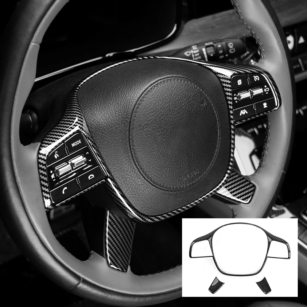 

For Kia Telluride 2020-2025 Steering Wheel Button Cover Carbon Fiber Steering Handle Frame Trim Interior Accessories LHD/RHD