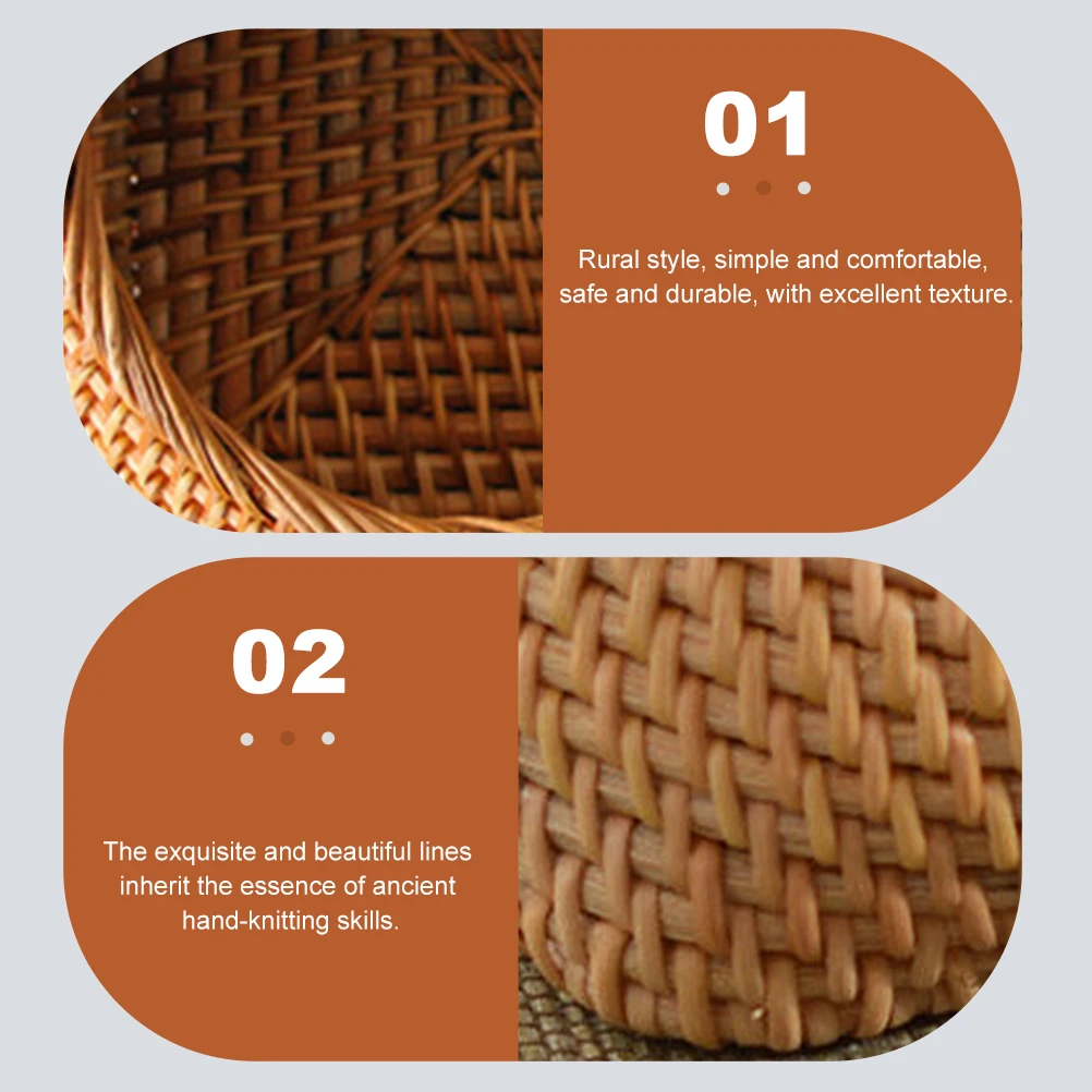 

Rattan Storage Box Woven Tray Fruit Holder Snack Basket Container Fruits Baskets