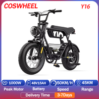 COSWHEEL Electric Bicycle 1000W Brushless Motor 48V15AH Lithium Battery Mountain Electric Bike 16*4.0 Inch Fat Tire City E-bike