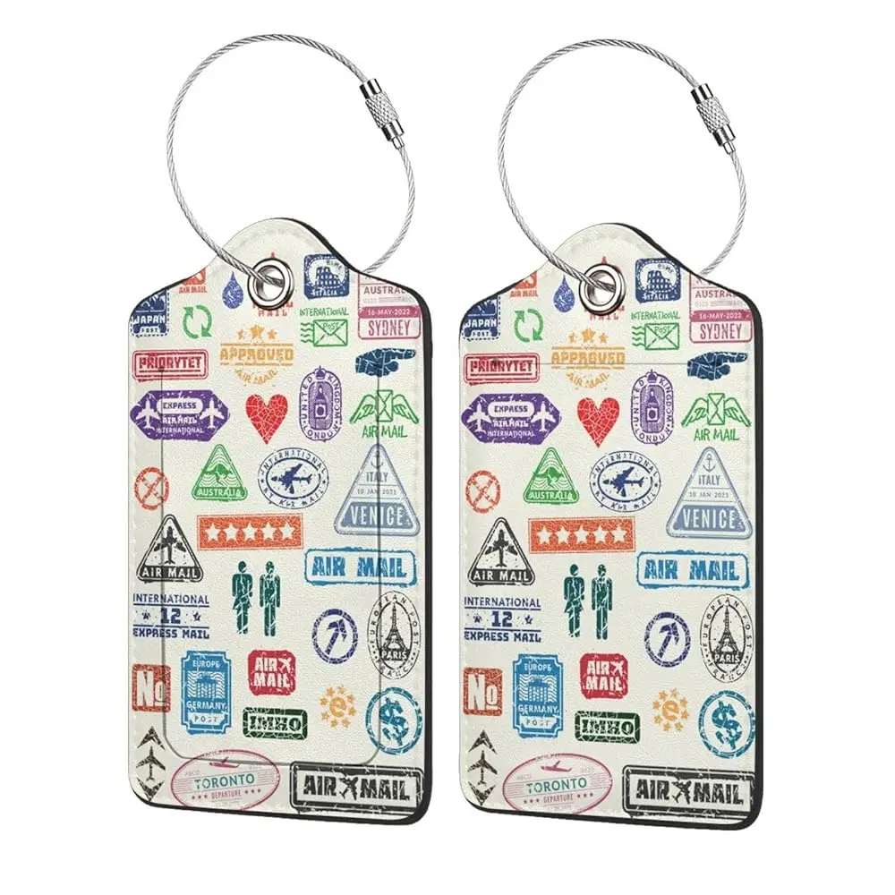 

Free ShippingTravel Stamp Luggage Tags 2 Pack PU Leather Luggage Tag for Suitcase Travel Bag Women Men with Privacy Cover ID Lab
