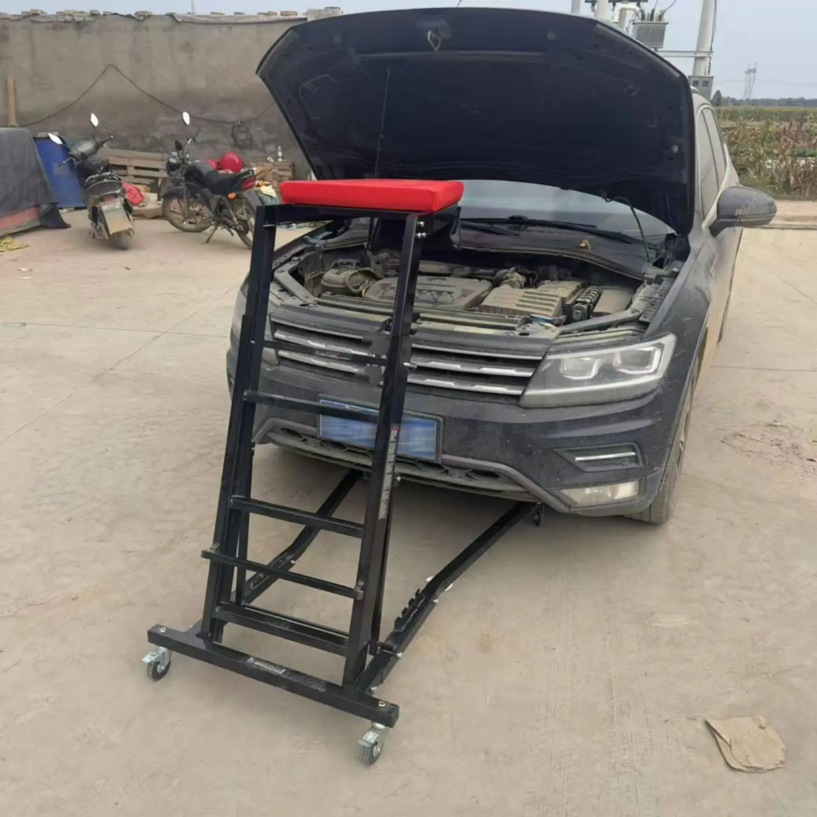 Schwerlast-Rollhocker für Kfz-Reparaturen, Motorwerkstatt-Sitz, ölbeständig, mit Feststellbremse für die Garage