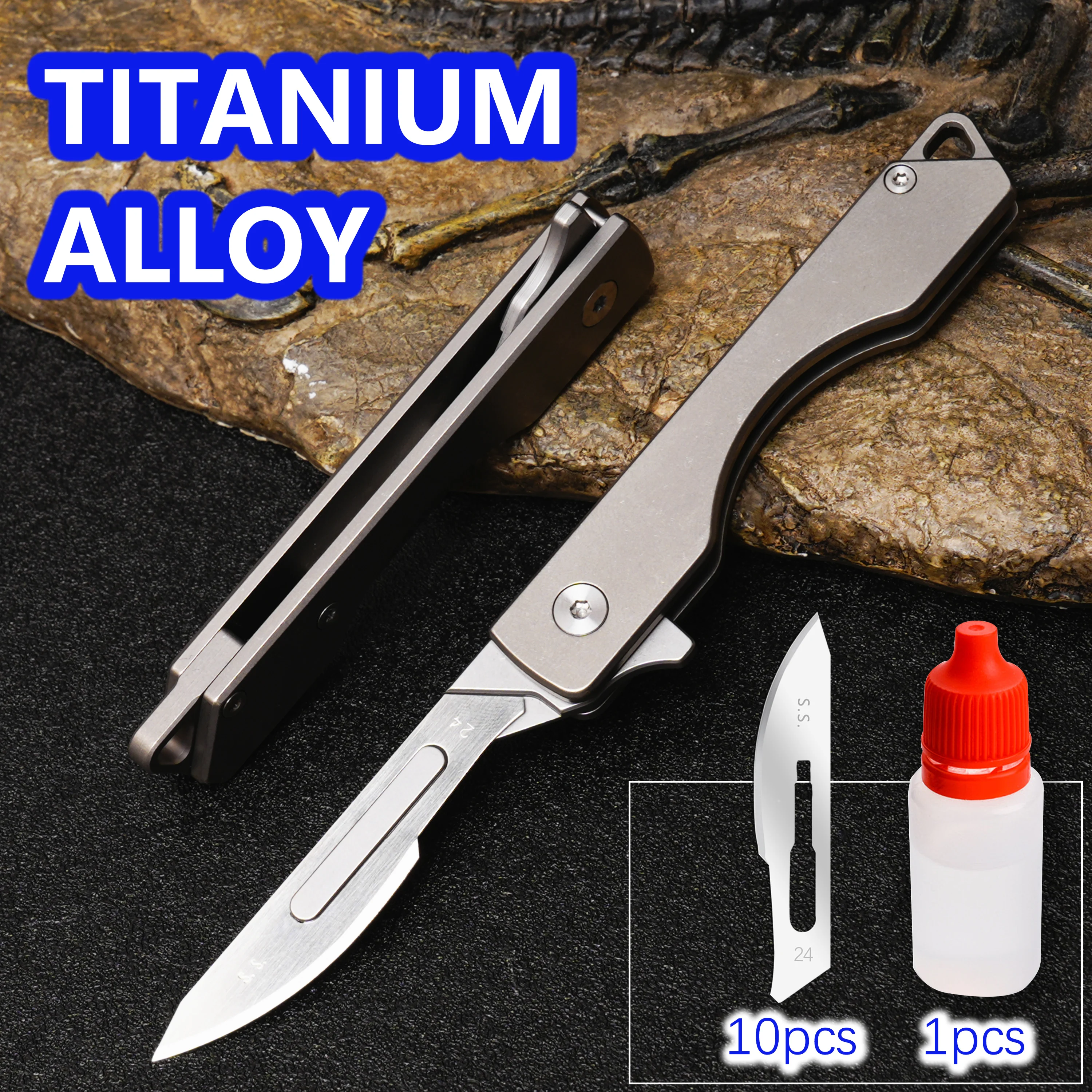 TGZUO Titanium Alloy Scalpel Folding Knife We Knife EDC Tool Pocket Stainless Steel Blade Outdoor Portable Cutting Tool