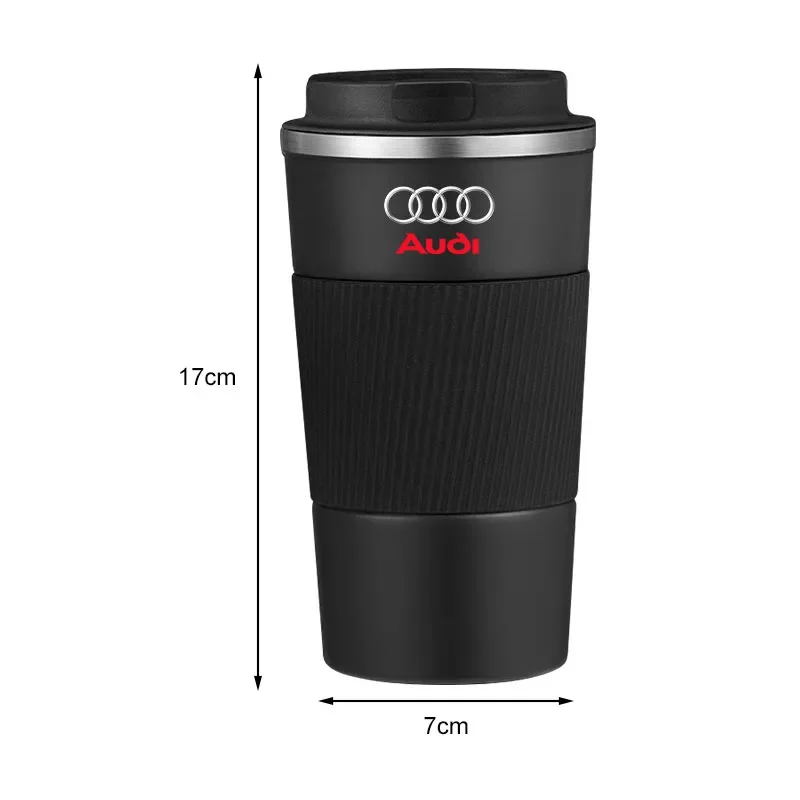 Car Badge Thermos Cup Coffee Mug Stainless Steel Coffee Thermos Mug For Audi Q5 Q3 Q2 Q7 A3 B5 B6 B7 B8 B9 8P 8V 8L A5 A4 C6 C5