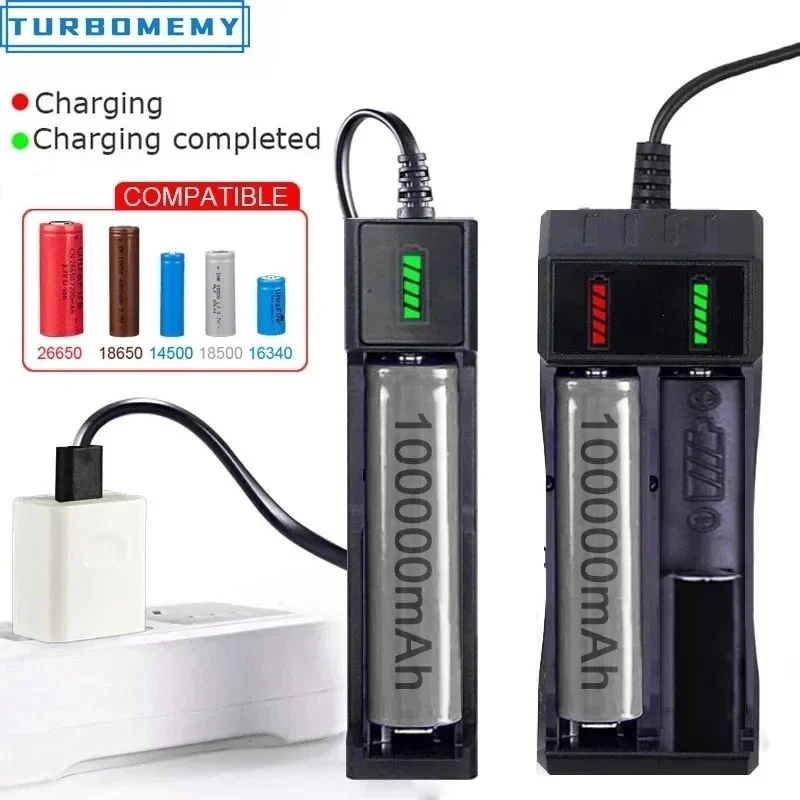 18650 Battery Charger 1/2/4 Slots USB Dual 18650 Charging 3.7V Rechargeable Lithium Battery For 16340 14500 18650 26650 Battery