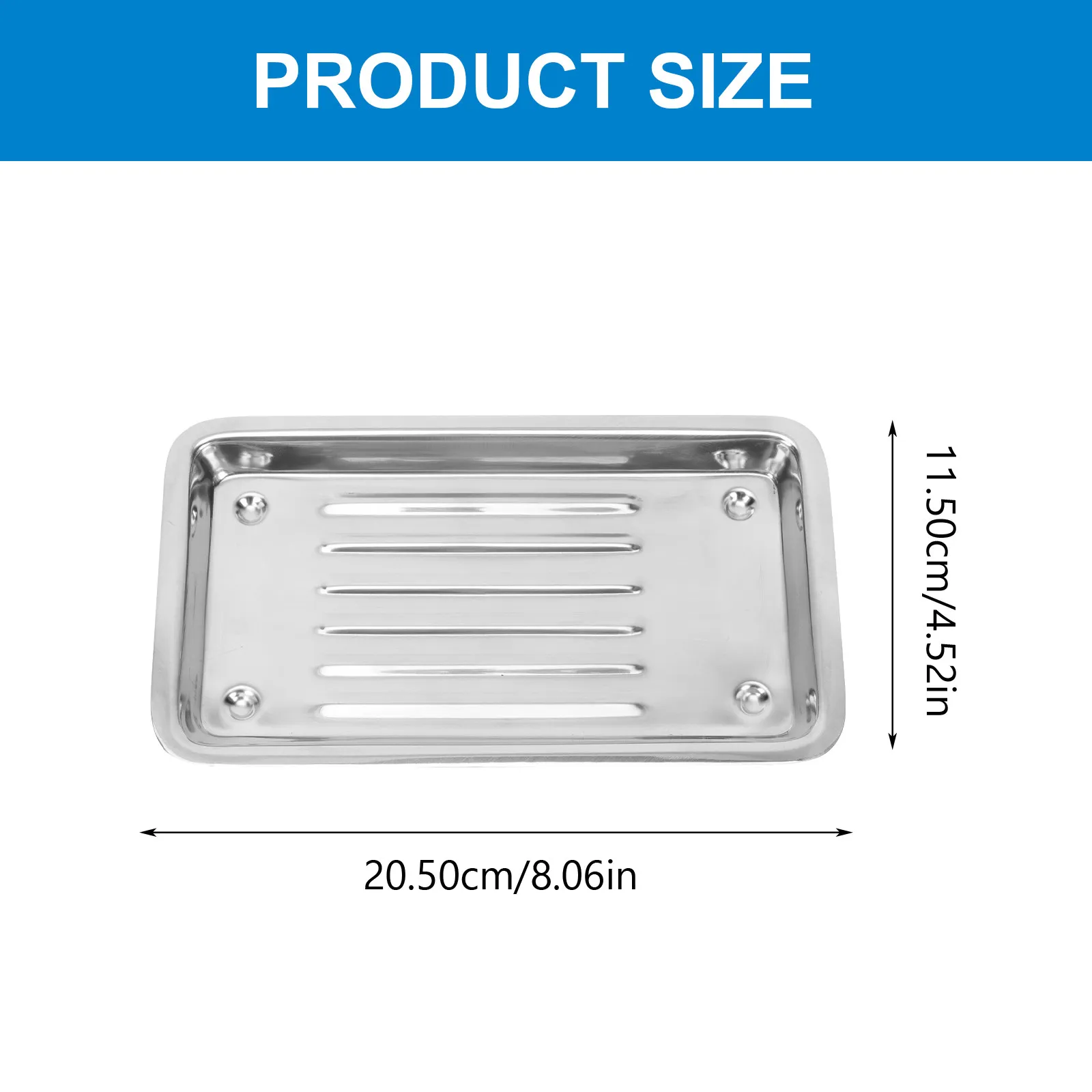 1Pcs Stainless Steel Disinfection Tray Heavy-Duty Polished Smooth Surface Spill-Proof Lip Multi-Functional Dental