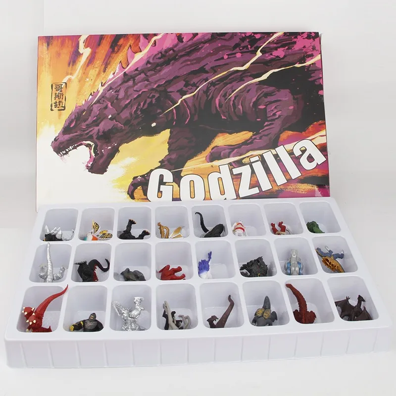 New Trendy Cute Cartoon Gift Box Dolls 24 Godzilla Anime Models Figurines Boxed Desktop Ornaments Holiday Gifts - view 2