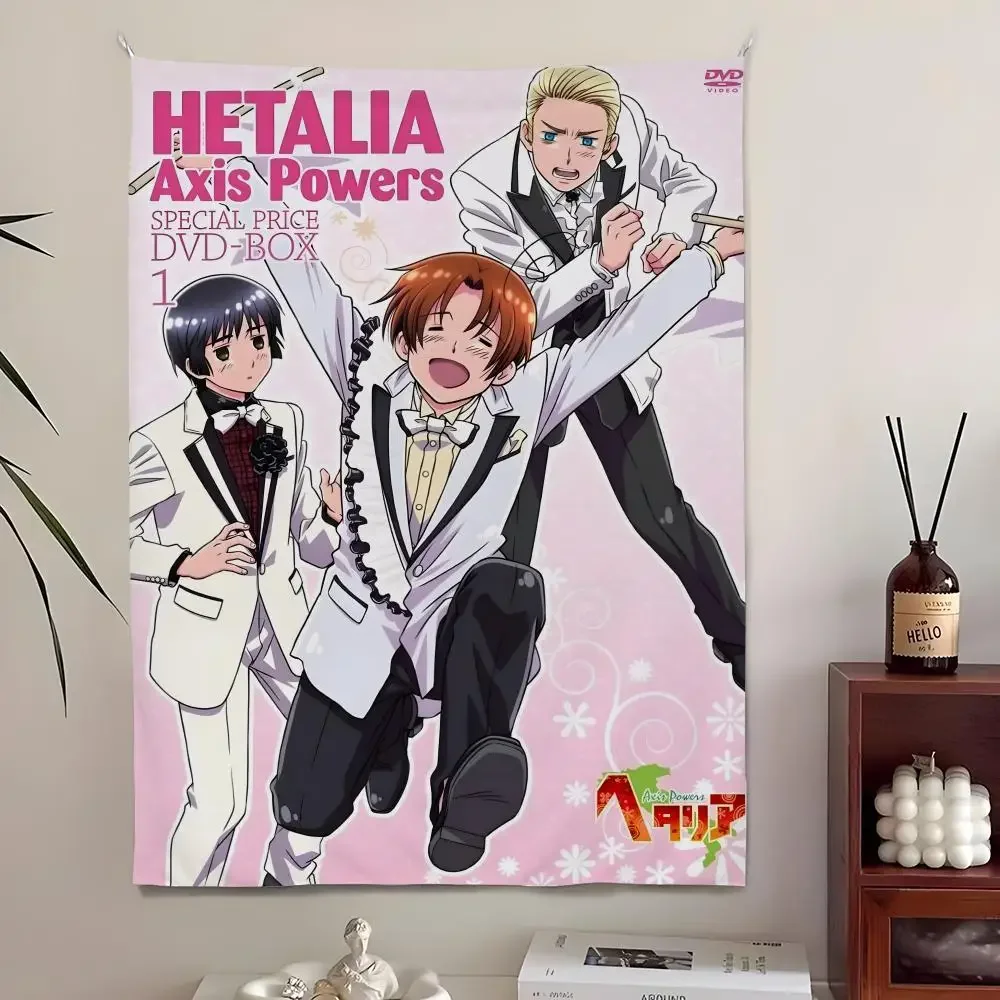 Reise-Wandteppich H-Hetalia Axis, Mikrofaser-Hintergrundkunst, Dekoration für Schlafzimmer, Wohnzimmer, Garten, Outdoor, Festival, Wanddekoration – Detail 4
