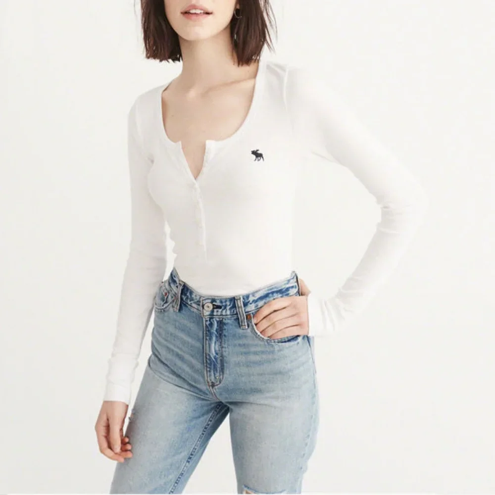 Autumn Long-sleeved Bottoming Shirt Women's Inner and Outer Wear Slim Buttoned All-match Thin Thread T-shirt