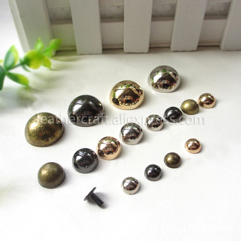 10pcs Dome Rivet Screw Round Head Studs Punk Spots Garment Leather Craft Belt Wallet Decoration Parts 8/10/12/20mm