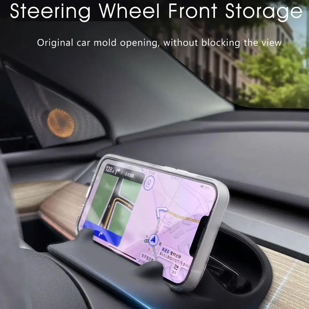 Stow Pocket 2023 For Tesla Steering Wheel Front Storage Box Phone Holder For model Y Model 3 Auto Interior Accessories