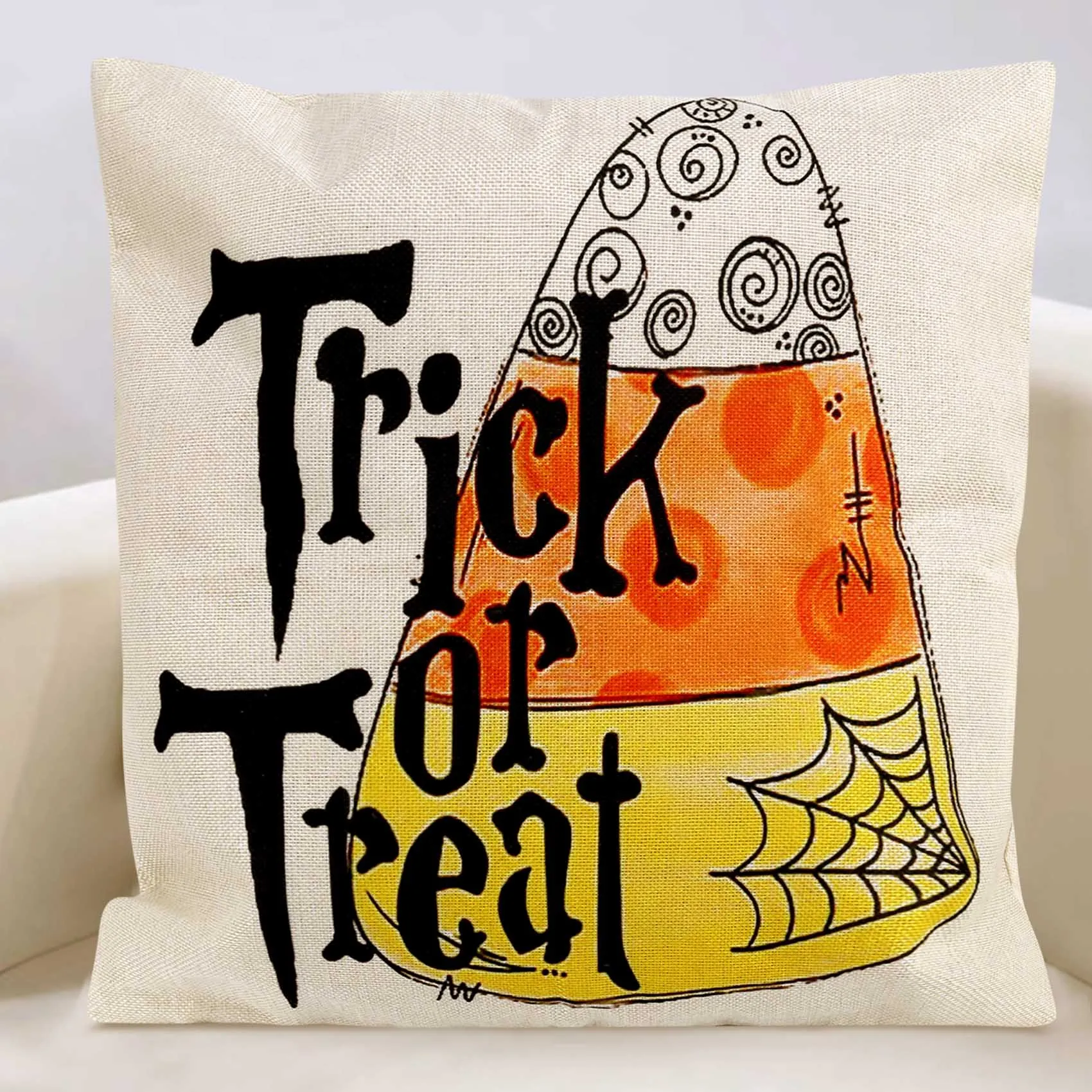AS63-Halloween Decor Pillow Covers 18X18 Set Of 4 Farmhouse Decorations Throw Pillow Covers Cushion Case For Home Couch