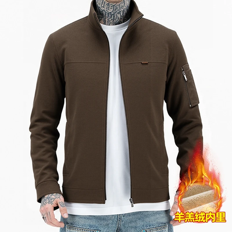 

Jacket Regular Length Loose Men's Outerwear Men's Casual Jacket Corduroy Autumn and Winter Coat Warm Lamb Wool