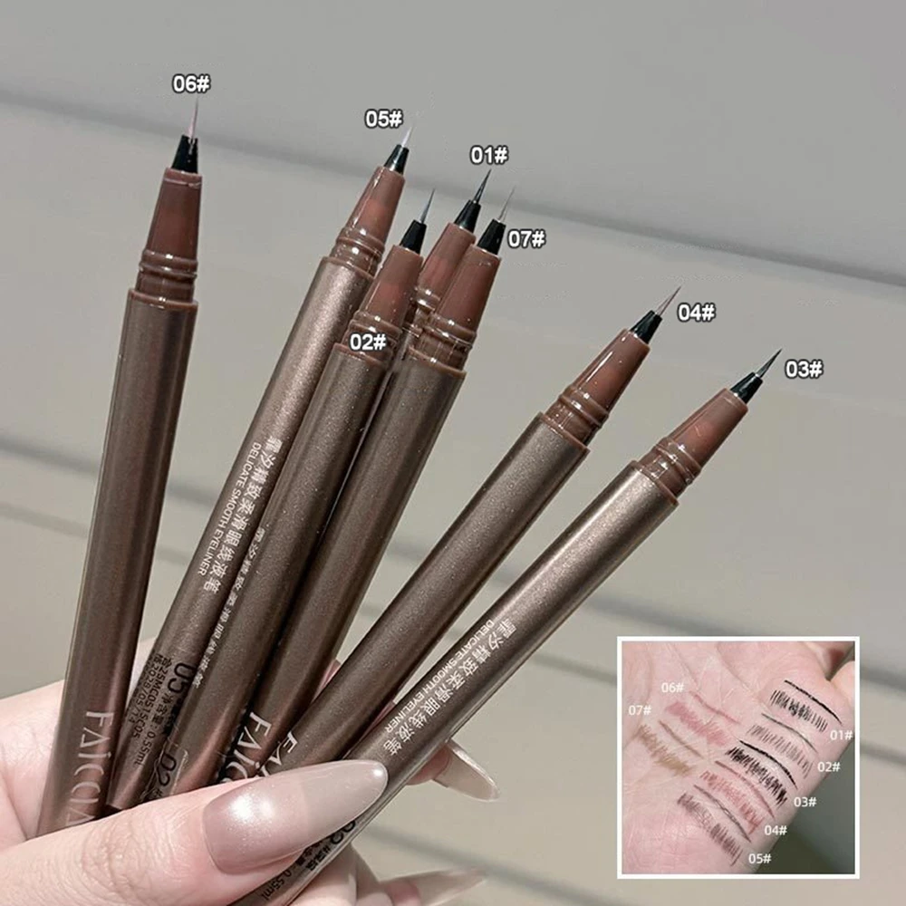 Ultra Cienki Eyeliner w Płynie do Dolnych Rzęs Czarny Brązowy Wodoodporny Trwały Gładki Eyeliner do Efektu Jedwabnego Oka Narzędzia do Makijażu Oczu
