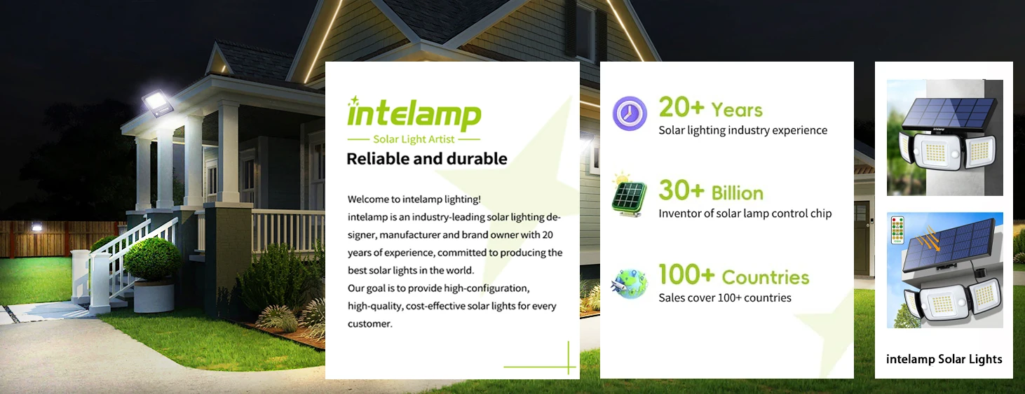 Intelamp Solar-Außenstrahler mit langer Batterielaufzeit (6000 mAh), größerem Solarpanel für schnelleres Laden, zwei Sensoren für breitere und längere Erfassung für Hof und Garage. – Detail 2