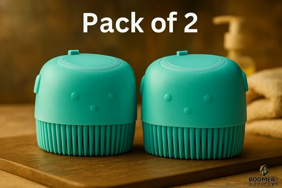 Silikon-Massage-Haarbürste, Badebürste für die Körperreinigung. 2-teiliges Set.